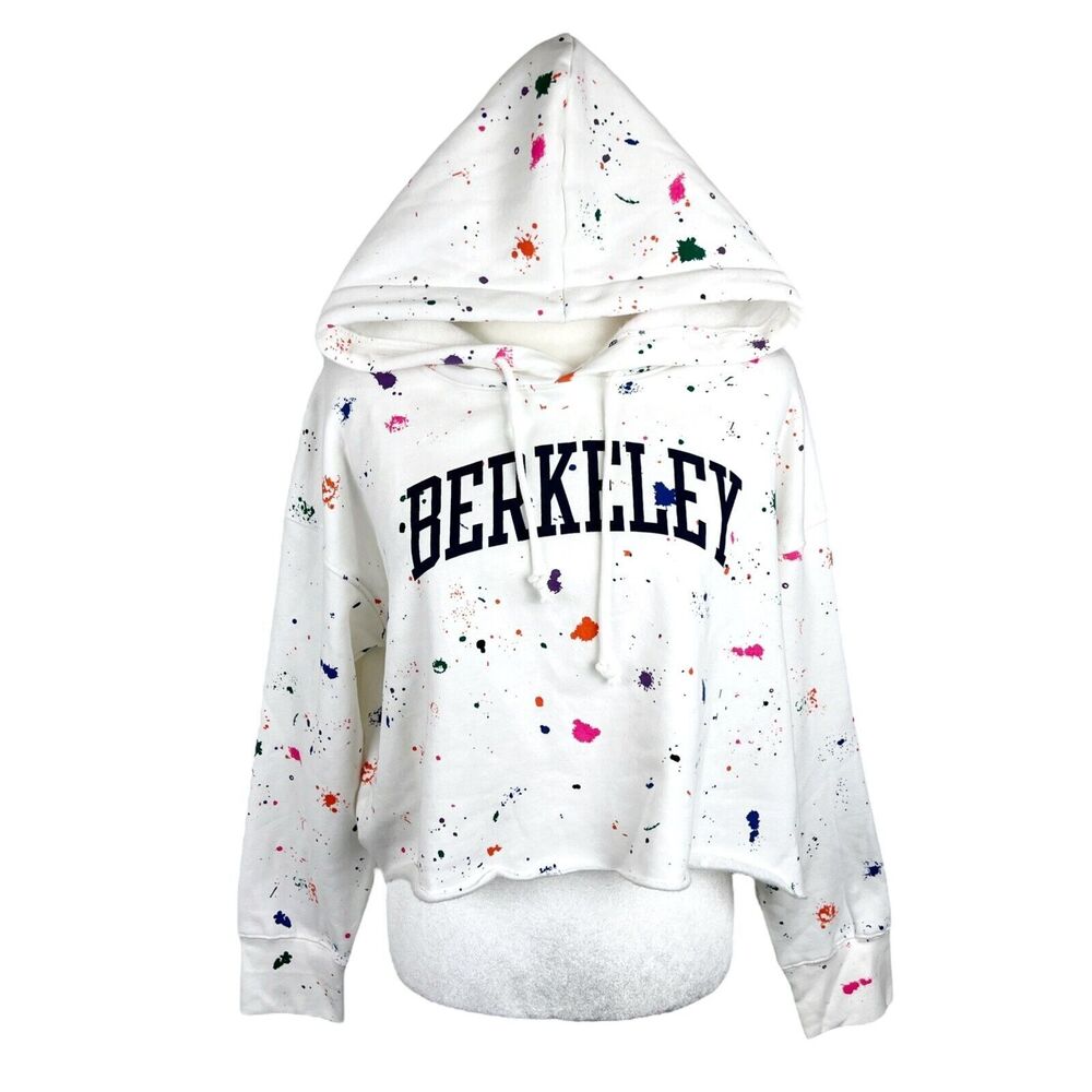 Berkeley Sweater Women Large White Paint Splat Champion Pullover Hoodie College
